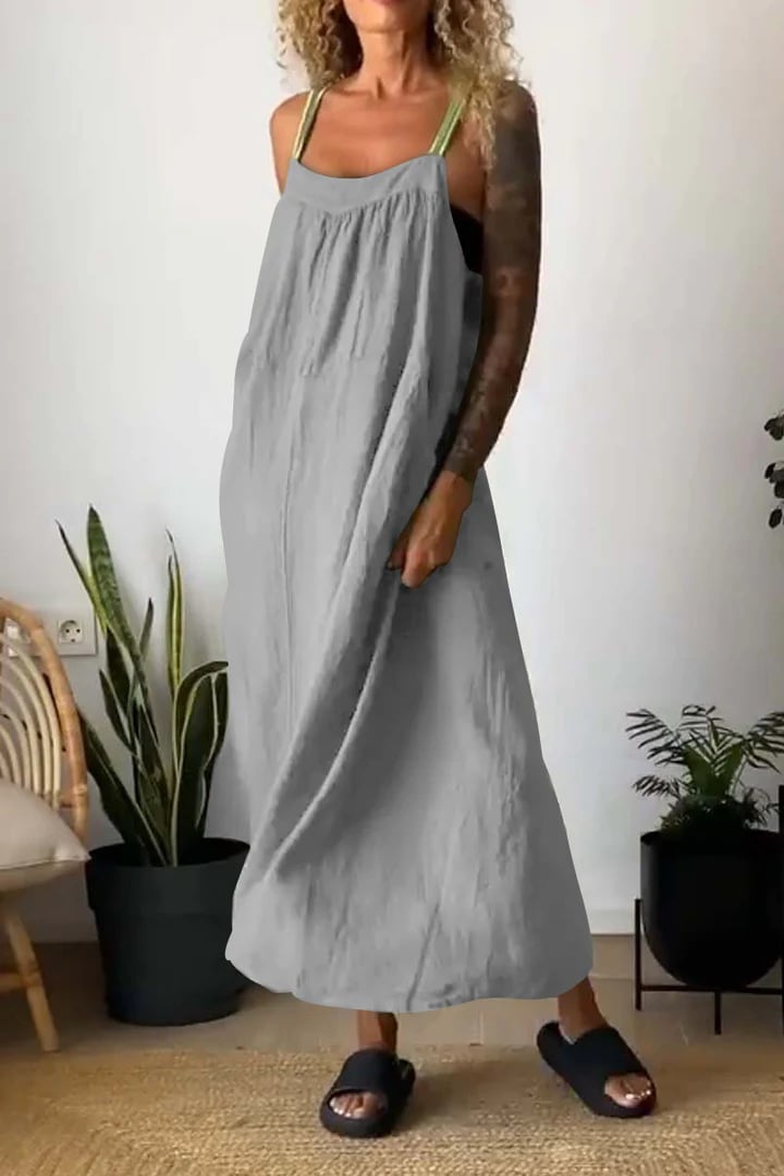 Simple Cotton Linen Sling Dress