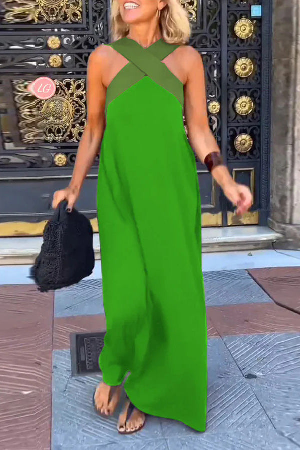cross backless sleeveless dress