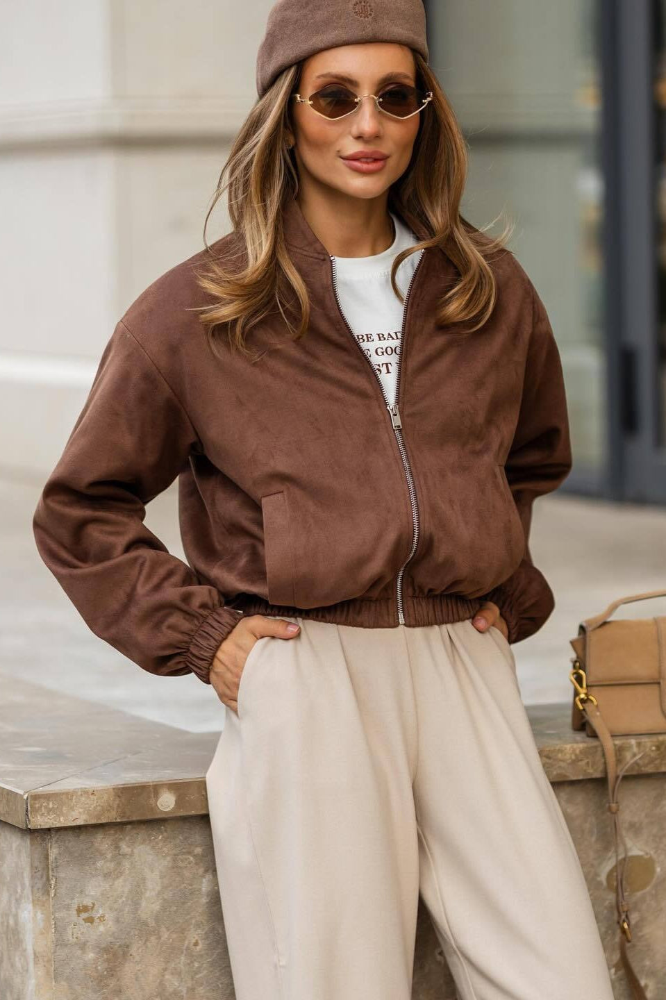 Zipper Suede Warm Street-Style Jacket