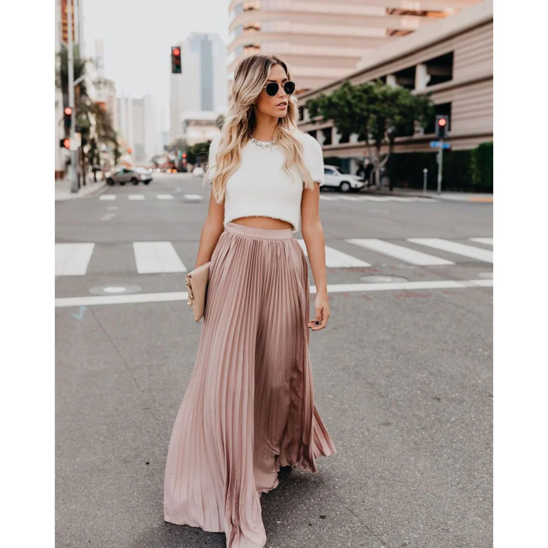 Alondra Premium Long Pleated Dress Elevated Occasion Wear