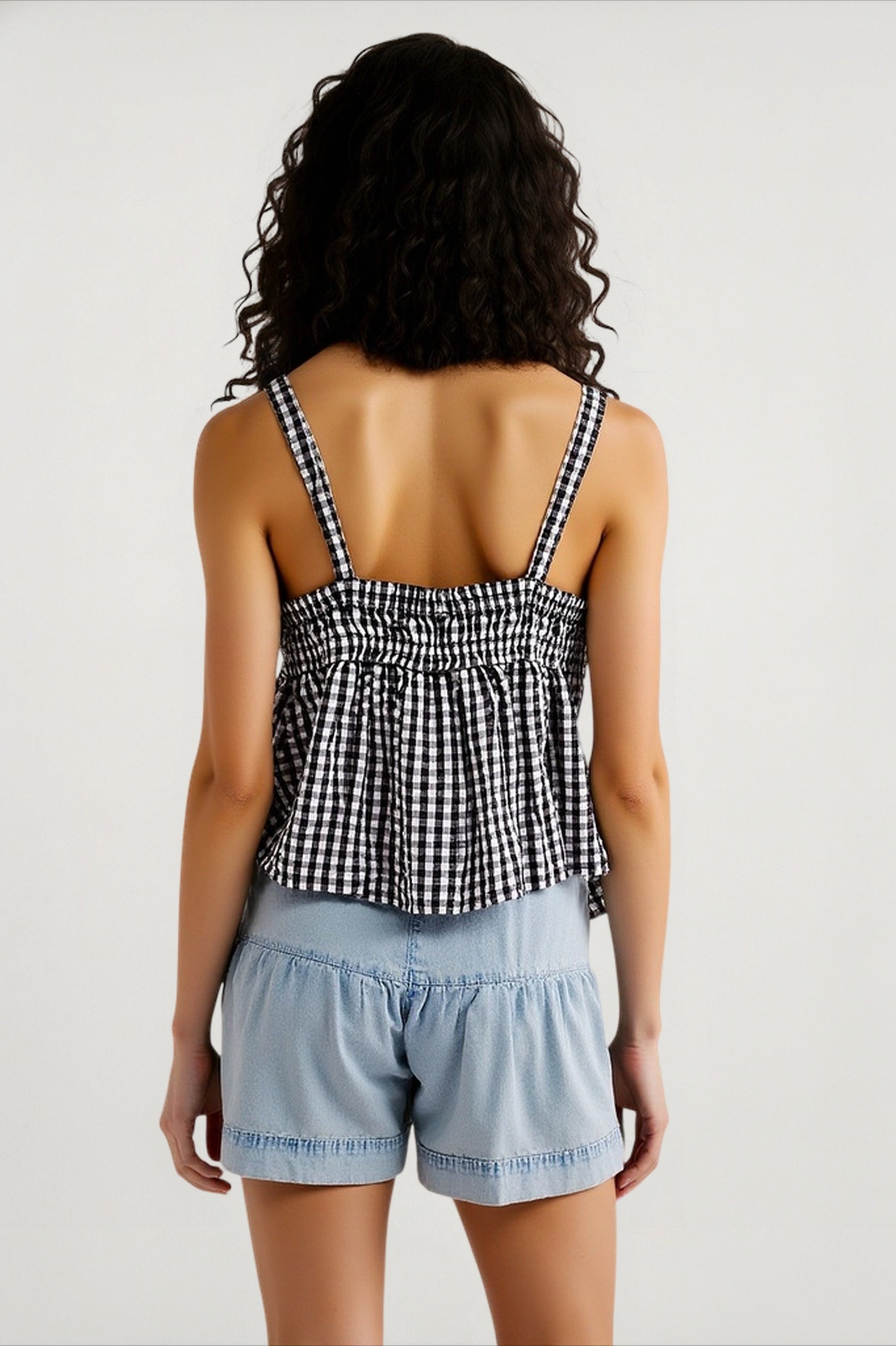 Plaid panel sexy cami top