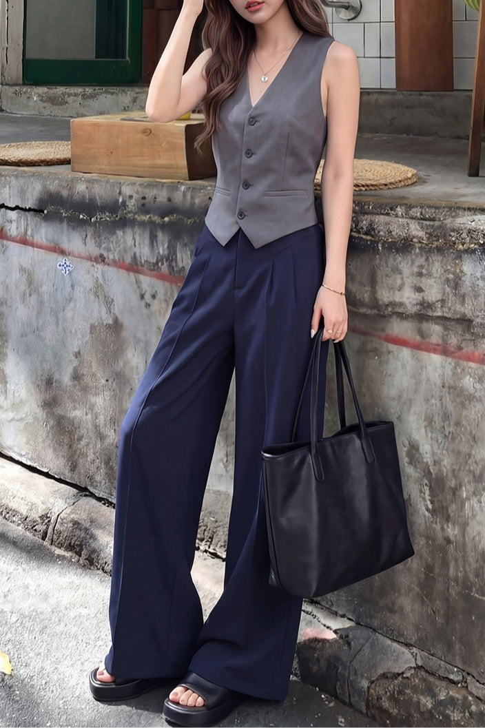 Linen Tailored Relaxed Straight Leg Pants