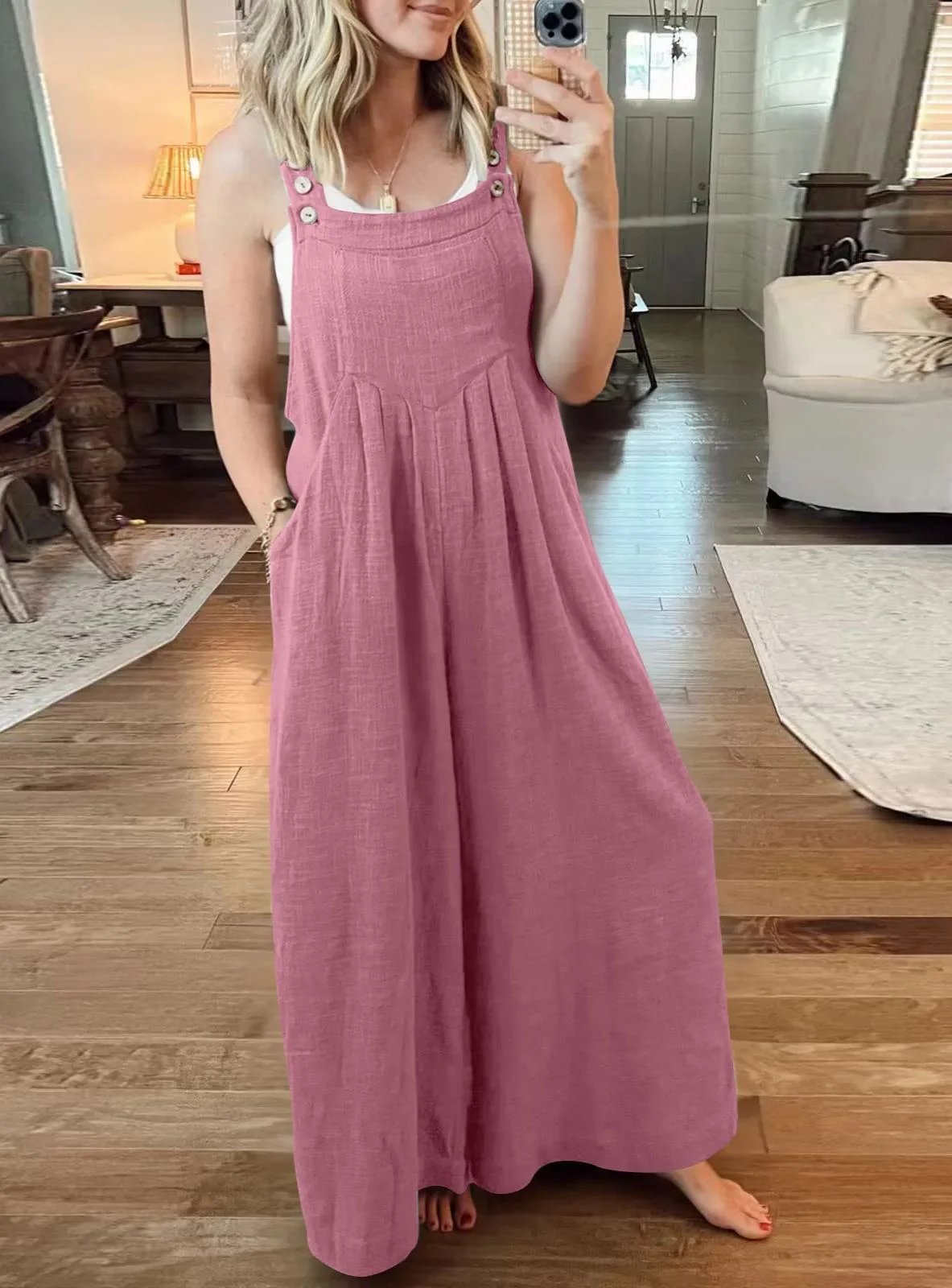 SALE PLUS SIZE WIDE LEG OVERALLS JUMPSUIT