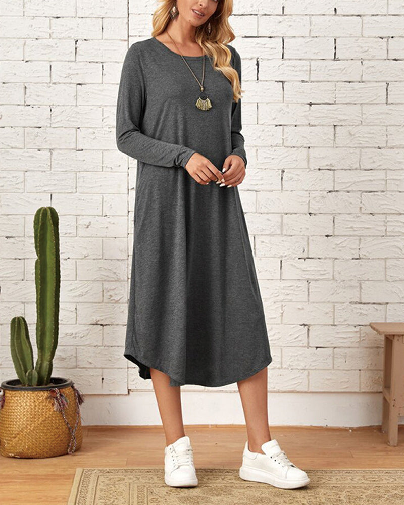 Mies Autumn and Long Sleeve, Loosely Curved Dress for Women