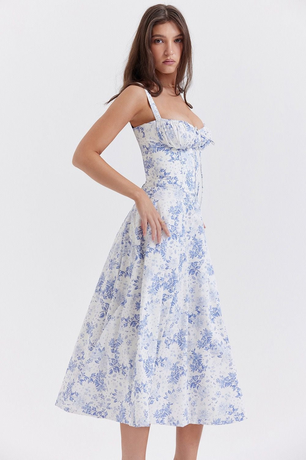 Spaghetti Strap Slit Floral Dress