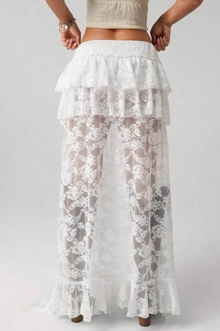Sexy Lace Asymmetric Bodycon Skirt