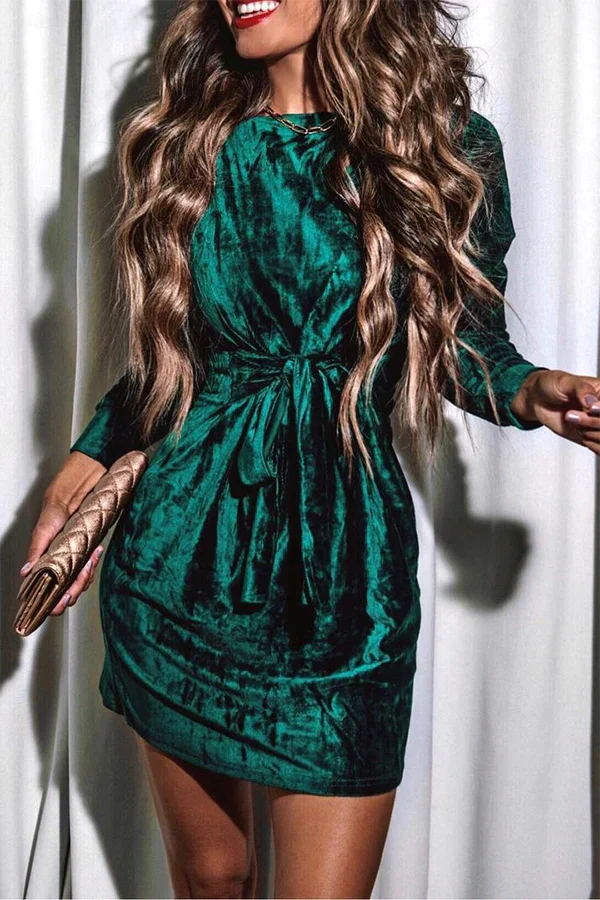 Fernanda Round Neck Mini Dress for Women Trendy Daily Look