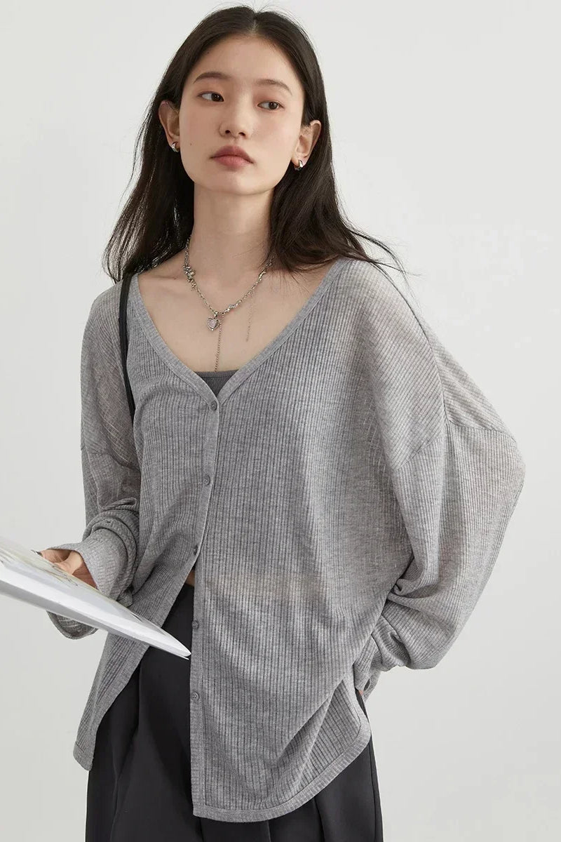 Lightweight VNeck Knit Cardigan