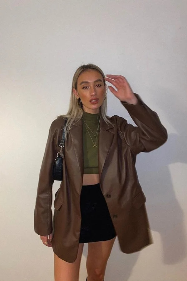 SingleBreasted PU Blazer