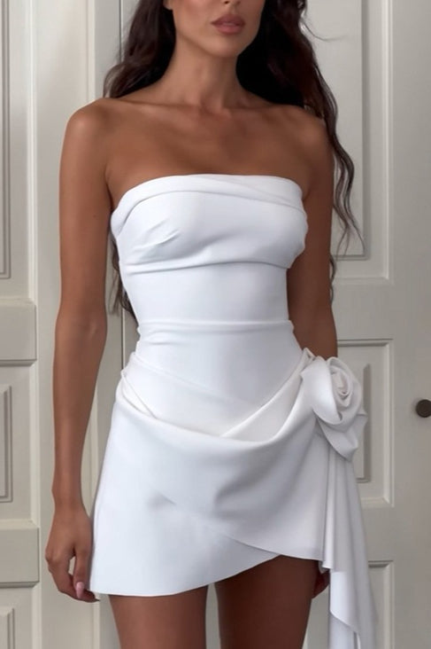 Strapless Floral Slim Evening Elegant Party Dress