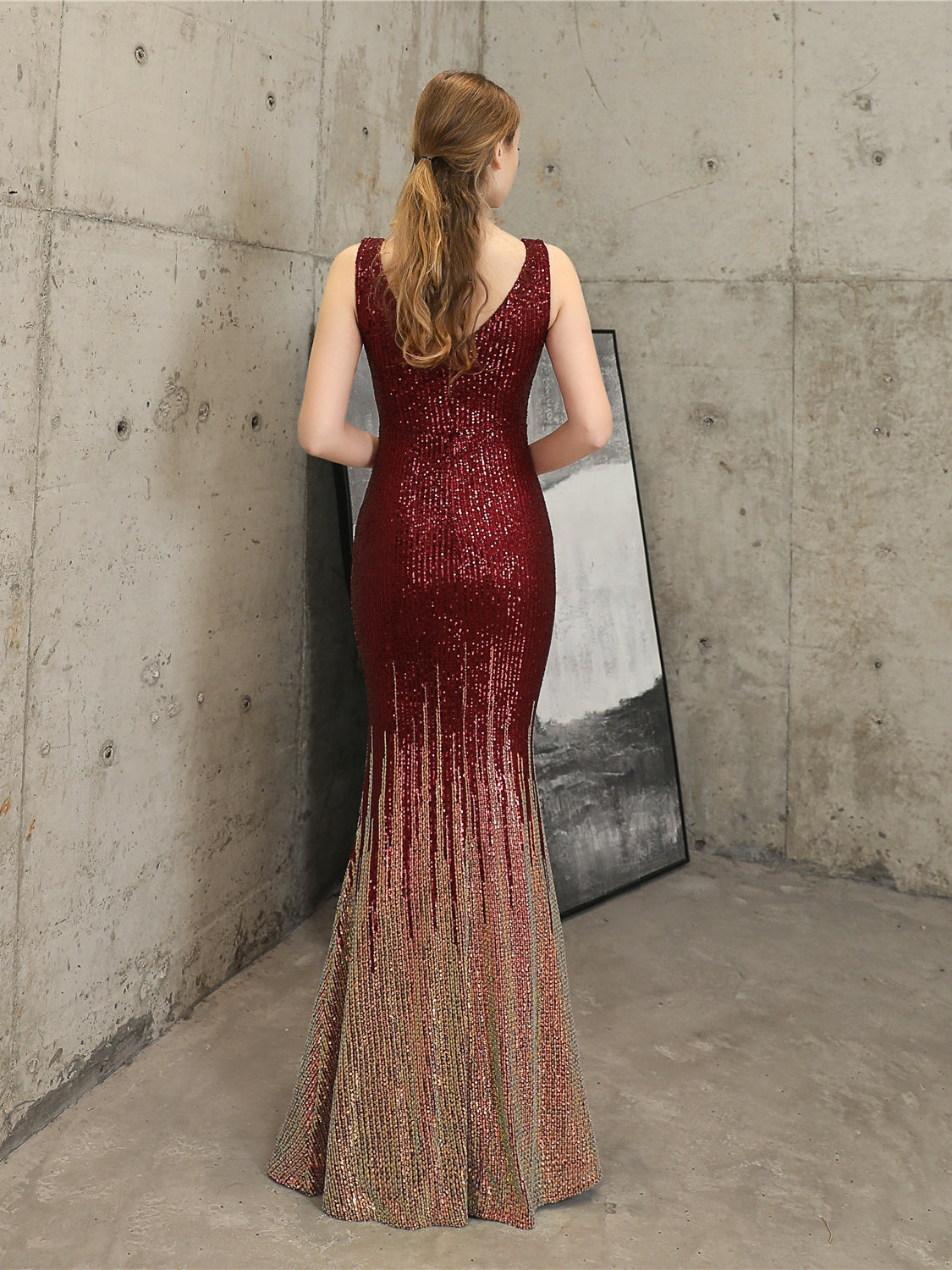 Sequin high-end evening dress