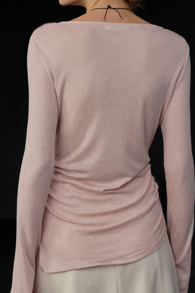 Stylish Wool Tencel Asymmetrical Hem Fitted Base Layer