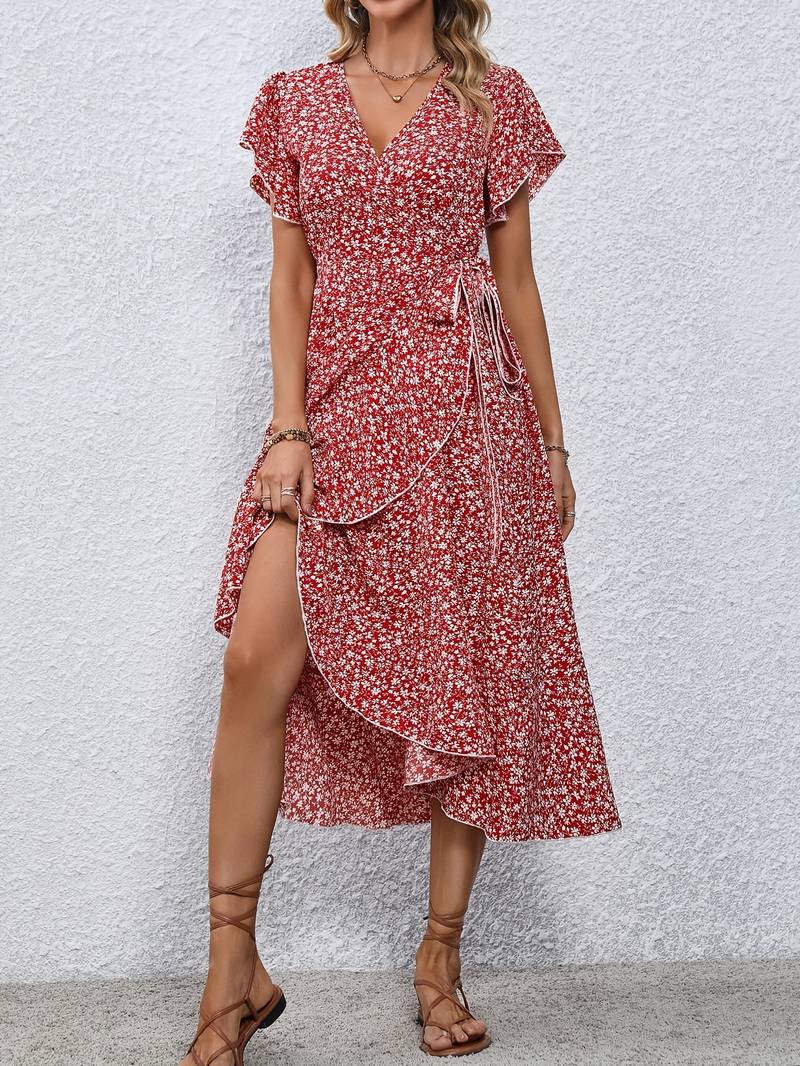 Zoraida Effortless Floral Wrap Dress Statement Occasion Edit