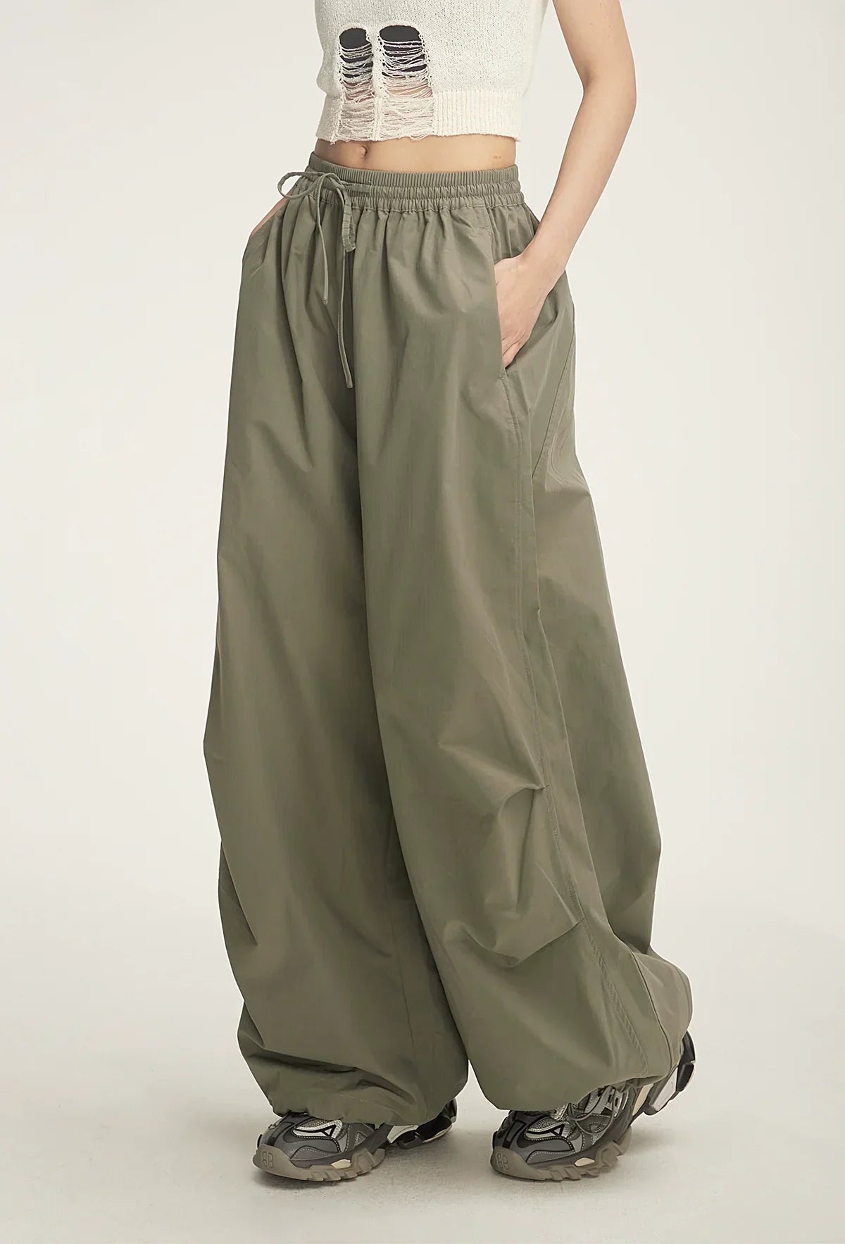Balloon Drawstring Palazzo Pants