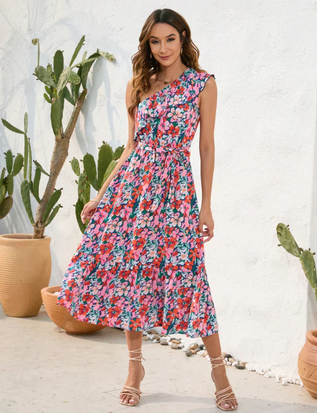Shoulder Patterned One Dress S / Yellow