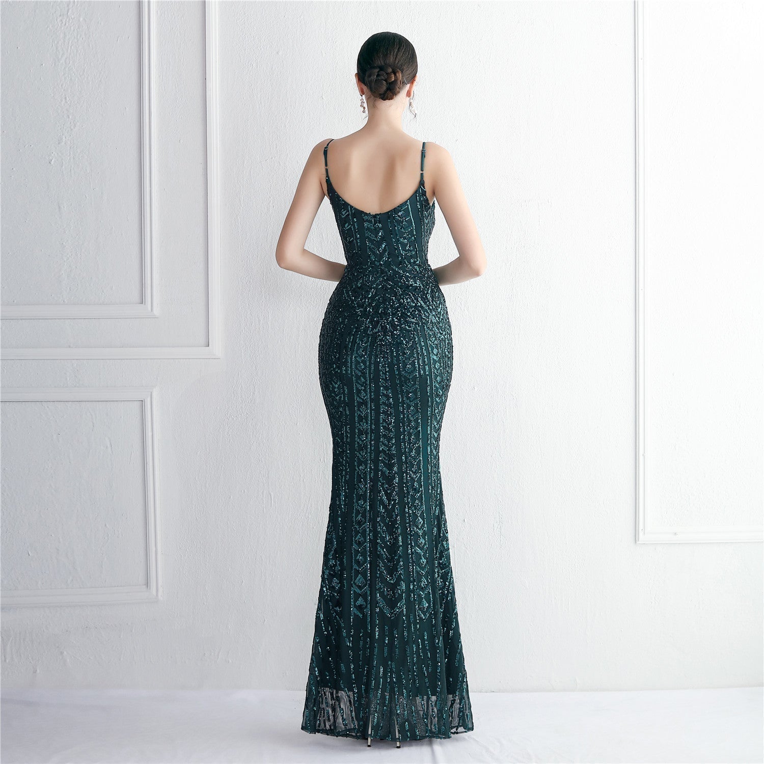 Taisia Formal Stylish Sequin Scroll Dress