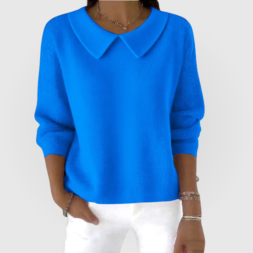 Doll Collar V-Neck Long Sleeve Knit Sweater