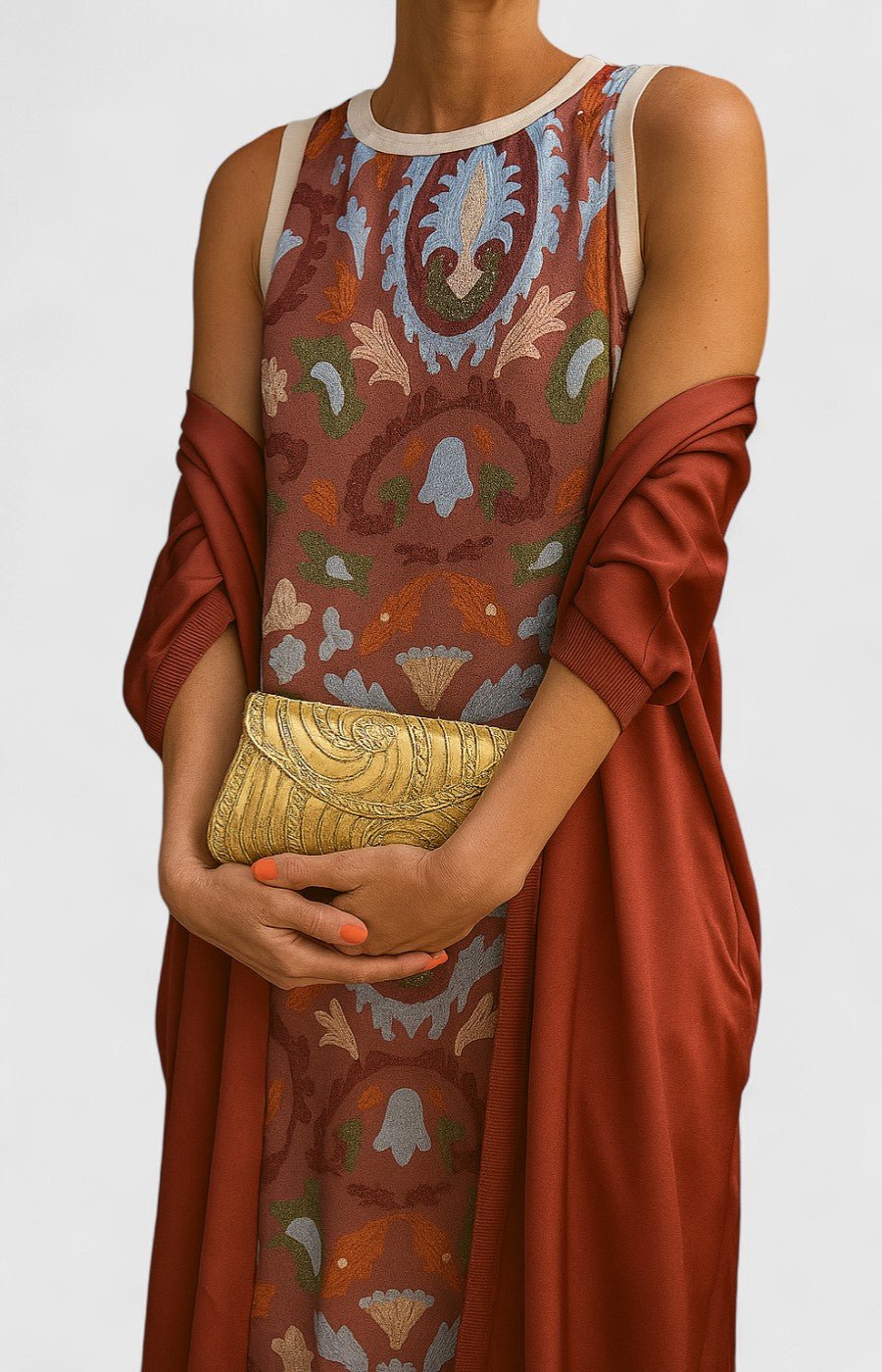 Round Neck Floral Print Sleeveless Straight Maxi Dress