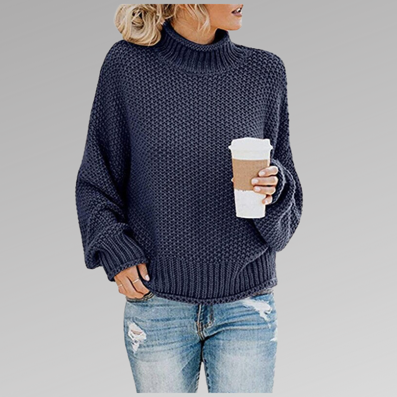 Turtleneck Chunky Knit Drop Shoulder Oversized Sweater