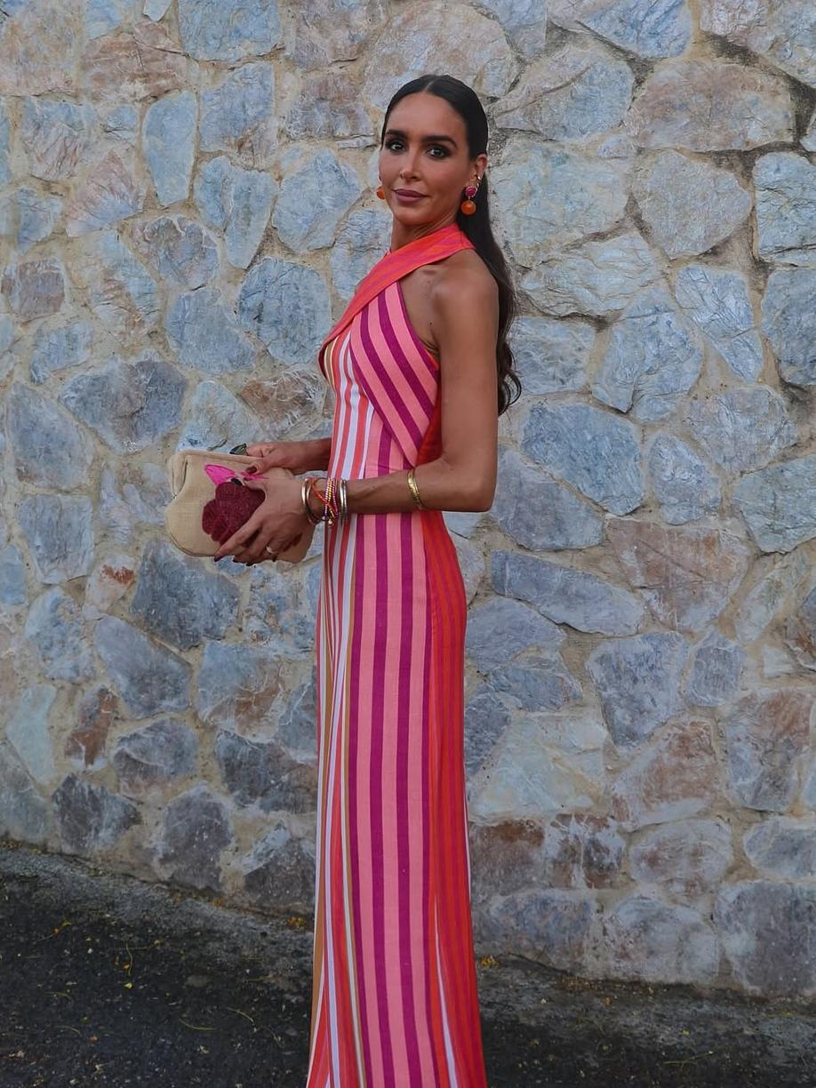 Sunset Samba Cross Halter Stripe Dress