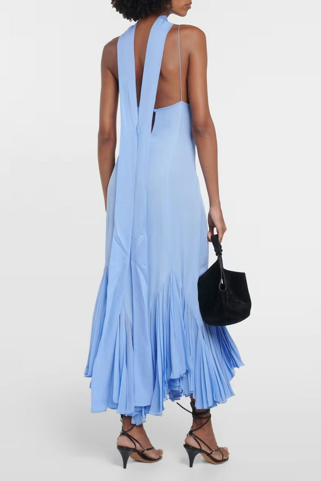 Vintage Party Midi Dress With Stole Blue