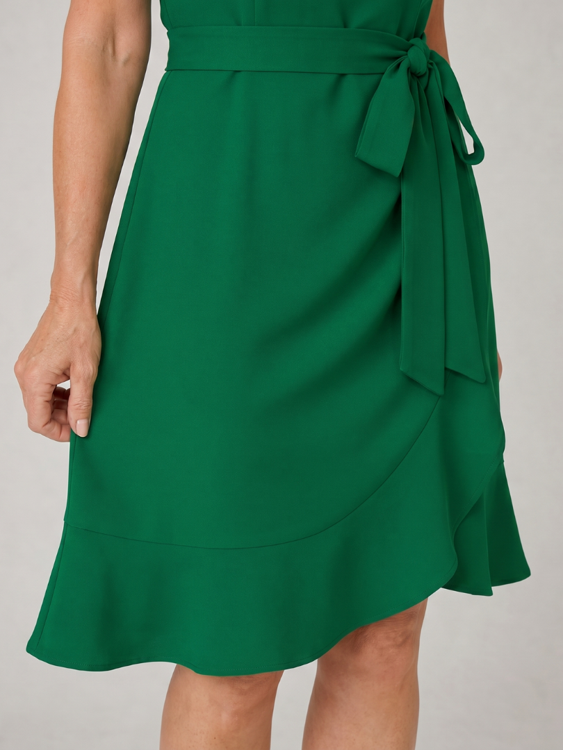 Square Neck Puff Sleeve Tie Waist Ruffle Hem A-Line Mini Dress 2