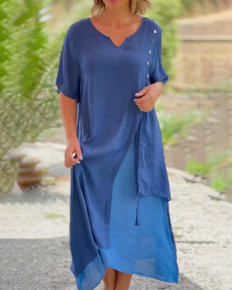 Narges Asymmetrical Dress with Short Sleeves for Women Stylish Outfit