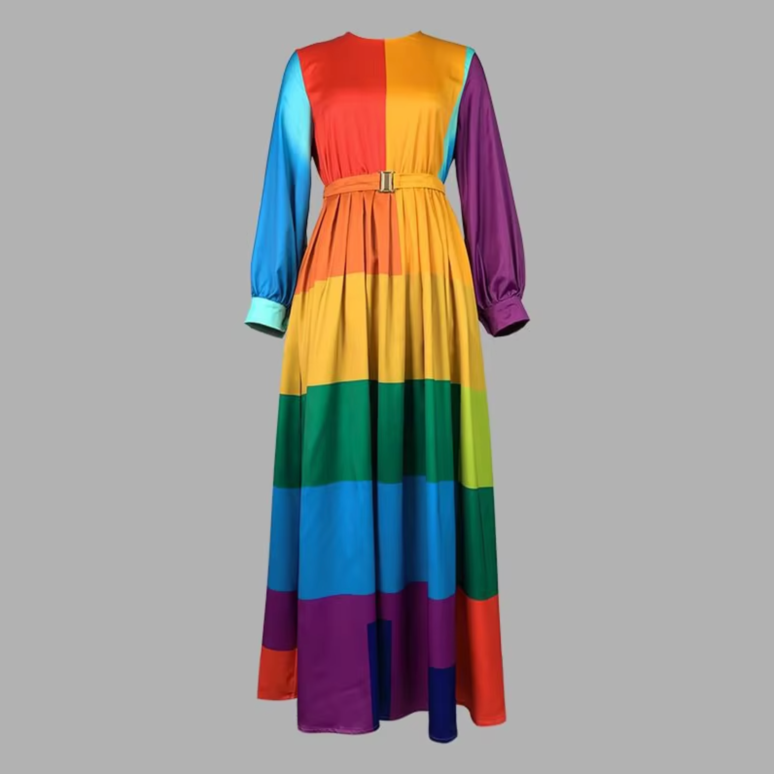 Patrizia Premium Long Sleeved Rainbow Colored Maxi Dress Everyday Luxe Edit