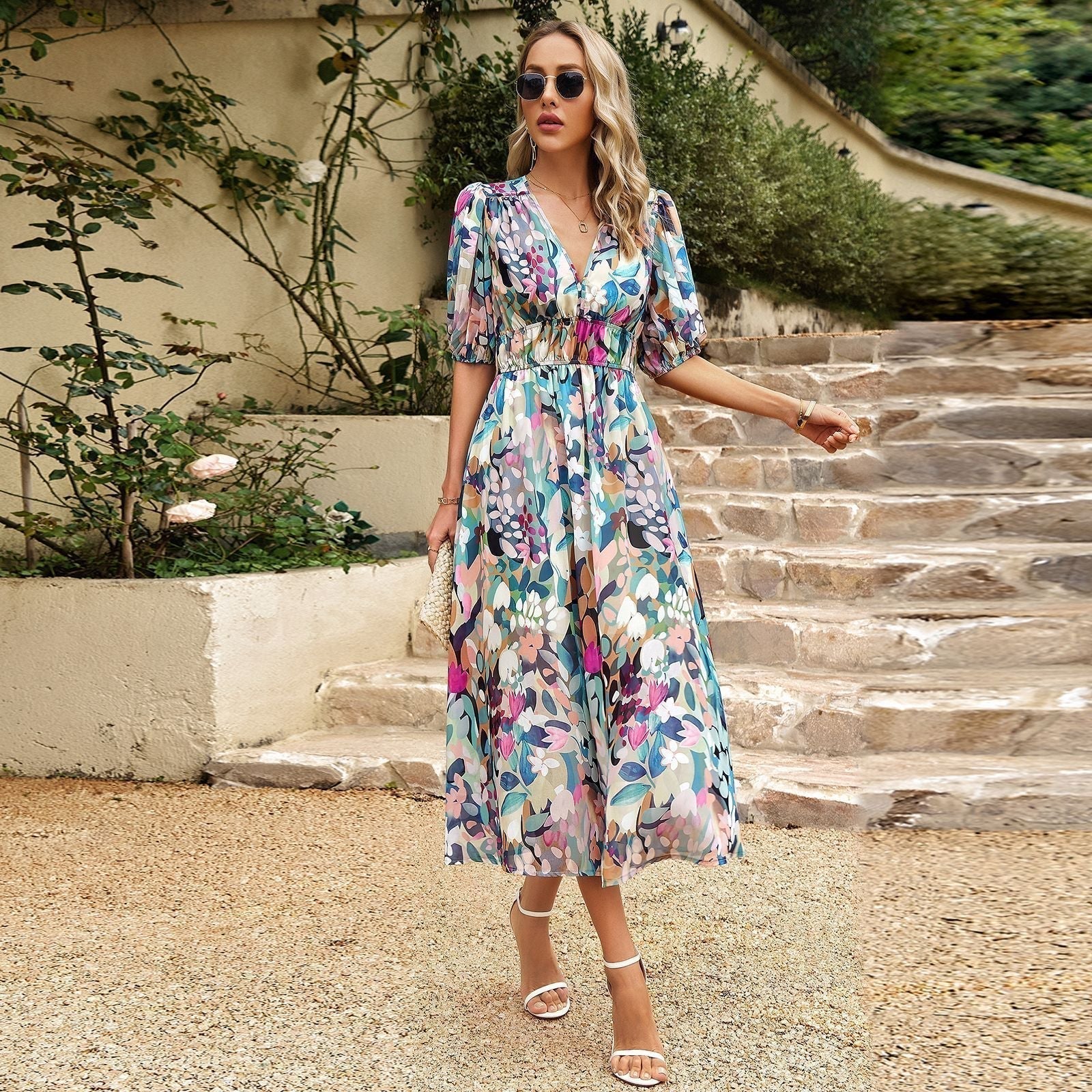 Ina Sophisticated Retro Midi Dress for Women Trendy Daily Look