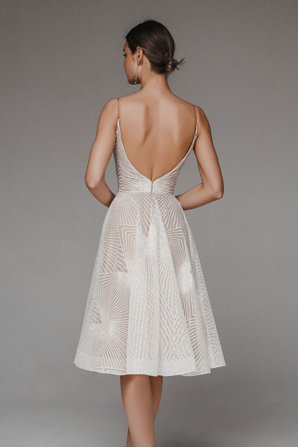 Spaghetti Strap Glitter Embellished A-Line Maxi Gown 6