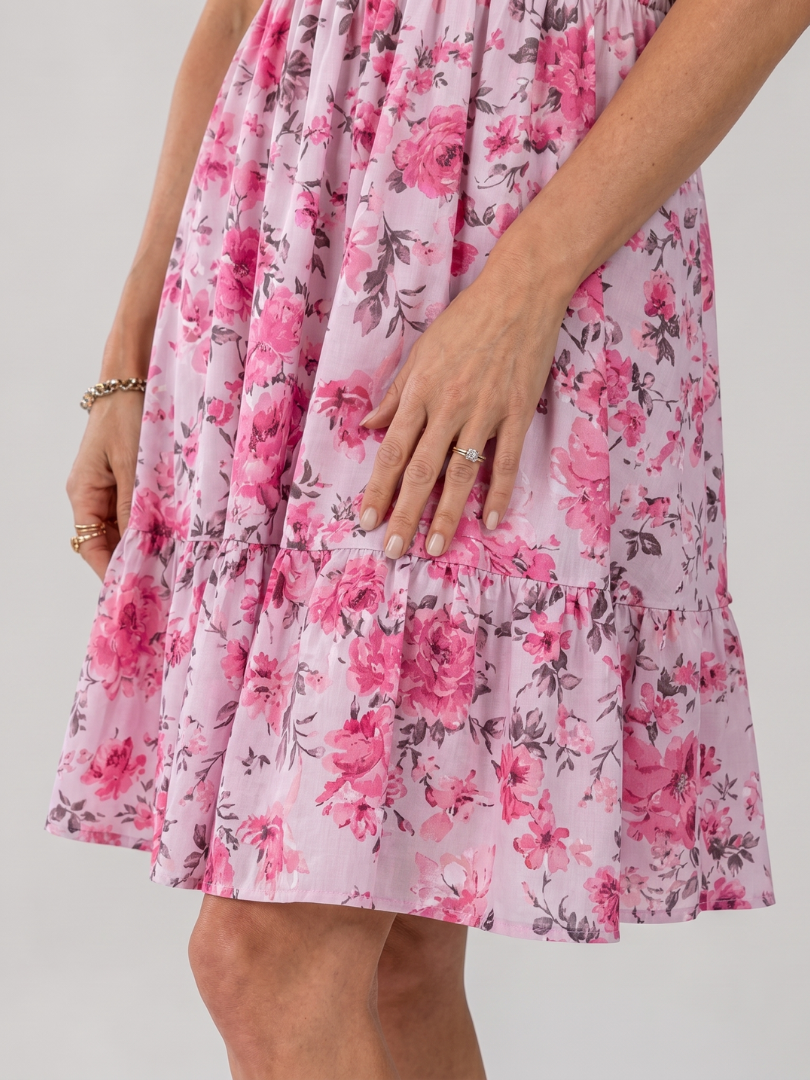 Spaghetti Strap Floral Smocked Bodice Flared Mini Dress 2