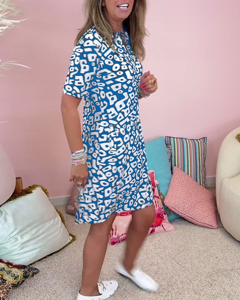 Ramona Boutique Printed V Neck Dress with Pockets Designer Edit