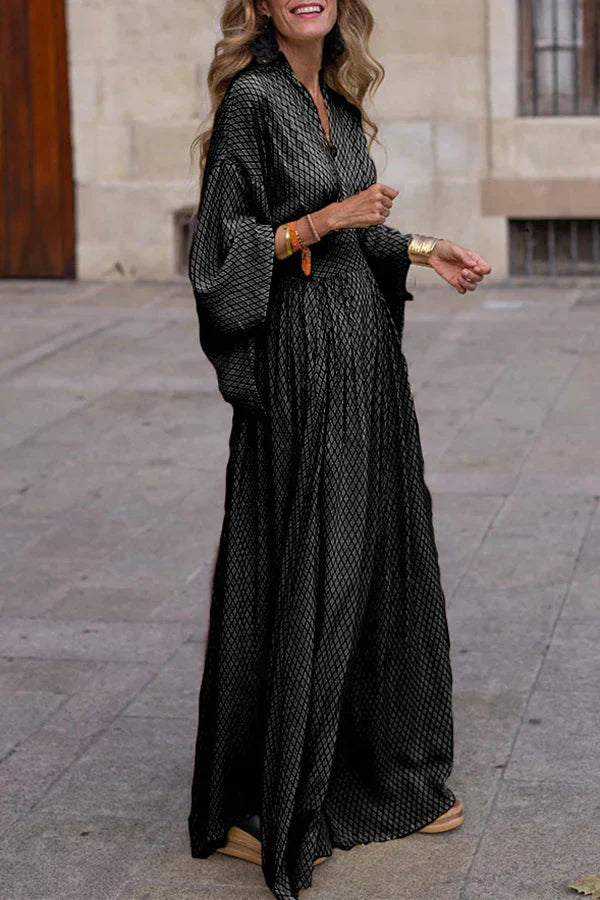 Mercedes Womens Geometric Long Dress with Relaxed Fit and Smart Casual Fashion
