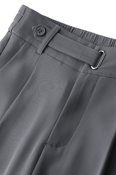 Fluid High Waist Narrow Wide Leg Straight Pants
