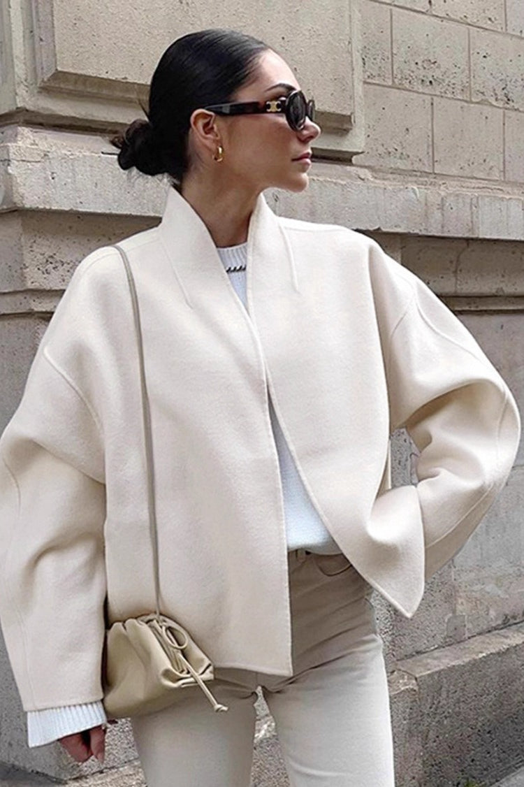 Oversized VNeck Wool Blend Coat