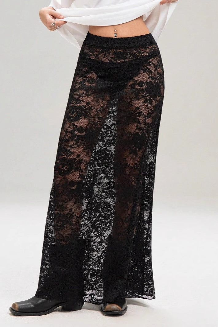 High-Waist Lace Bodycon Skirt