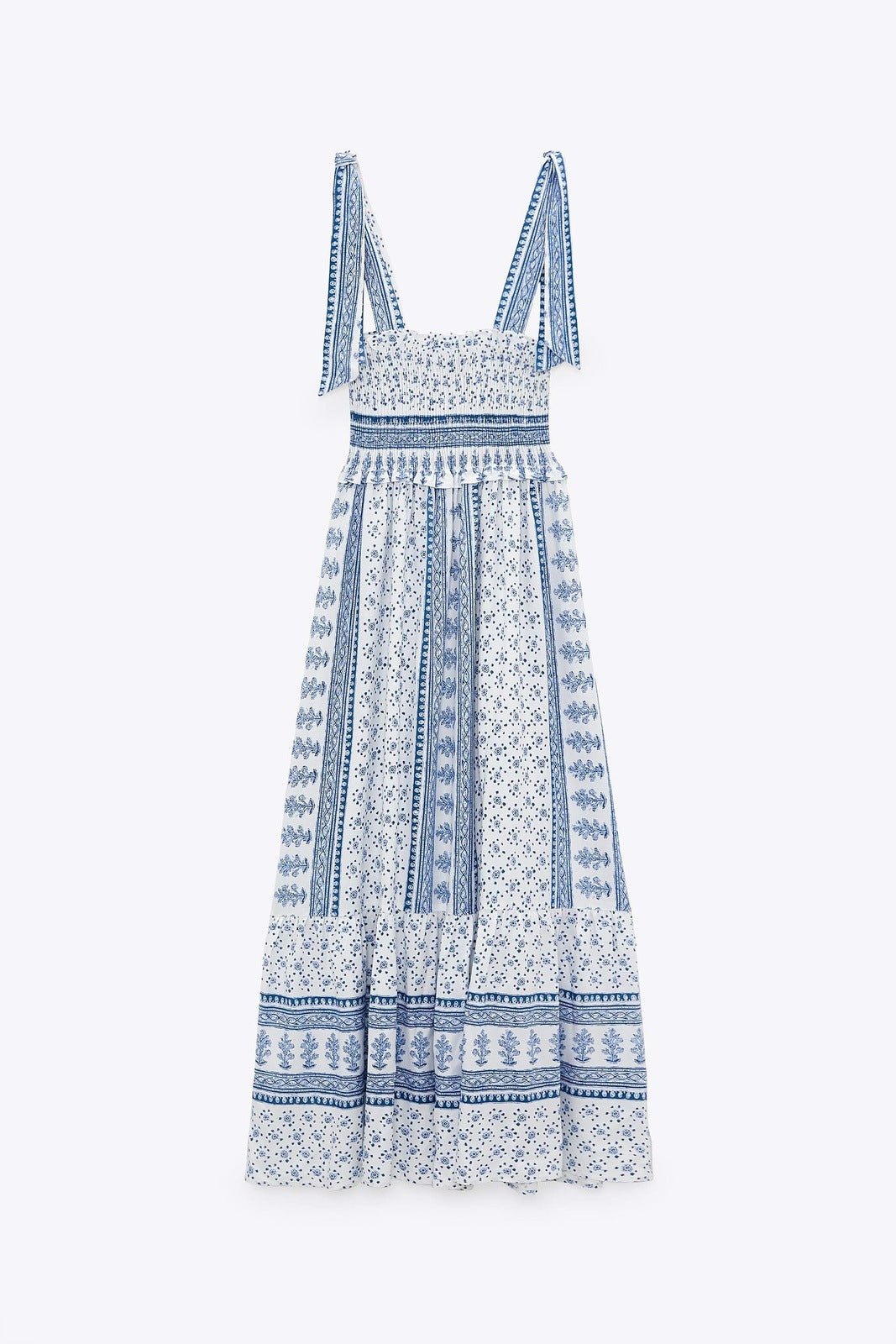 Wanda Chic Printed Midi Dress with Gathered Straps Everyday Luxe Edit