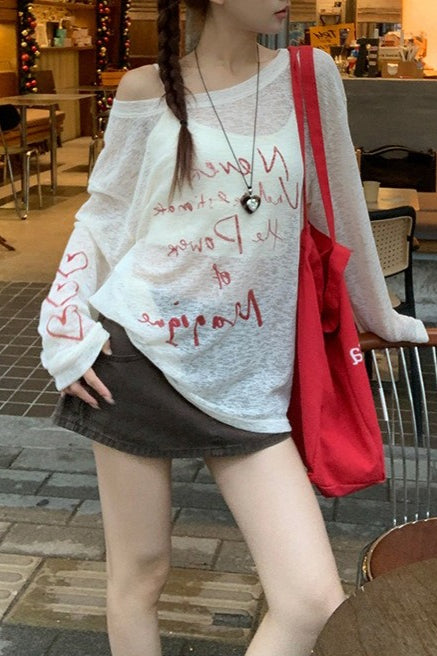 Loose One Shoulder Graphic Cover Up