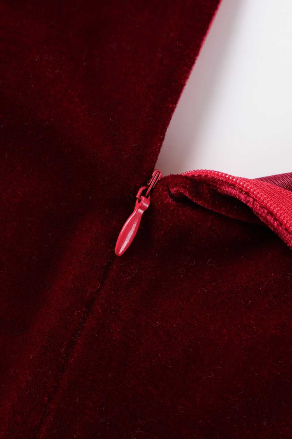 Red Long Sleeve V-Neck Mini Dress 5