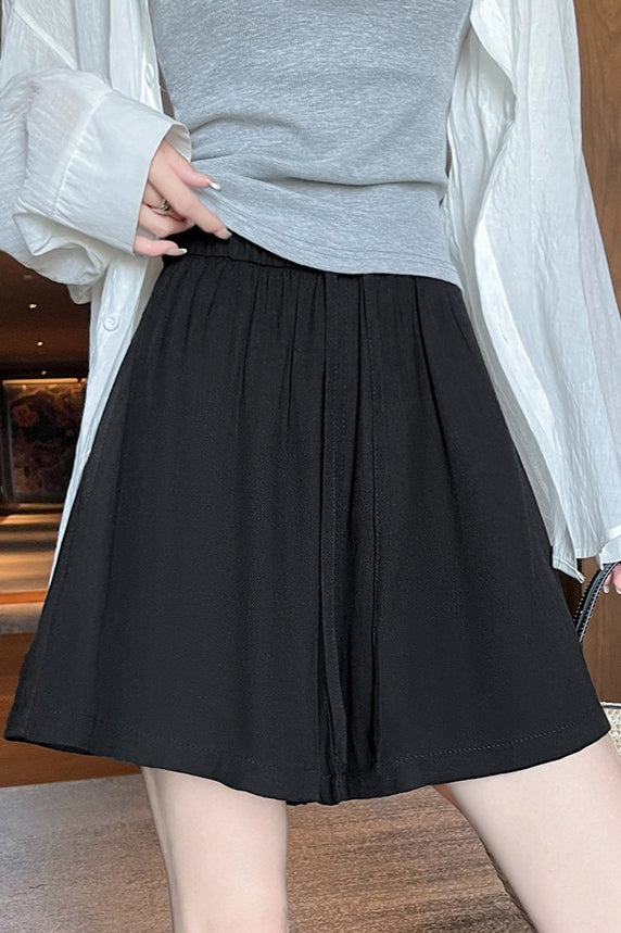 Relaxed Linen Elastic Drawstring Shorts Pants