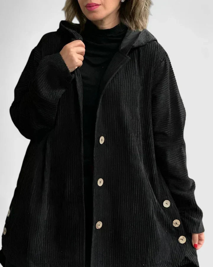 Hooded Corduroy Button Front Pocket Jacket 5