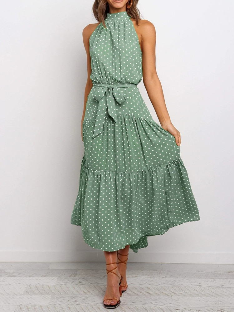 Adriana Chic Summer Dress with Polka Dot Print Shine Into Designer Edit