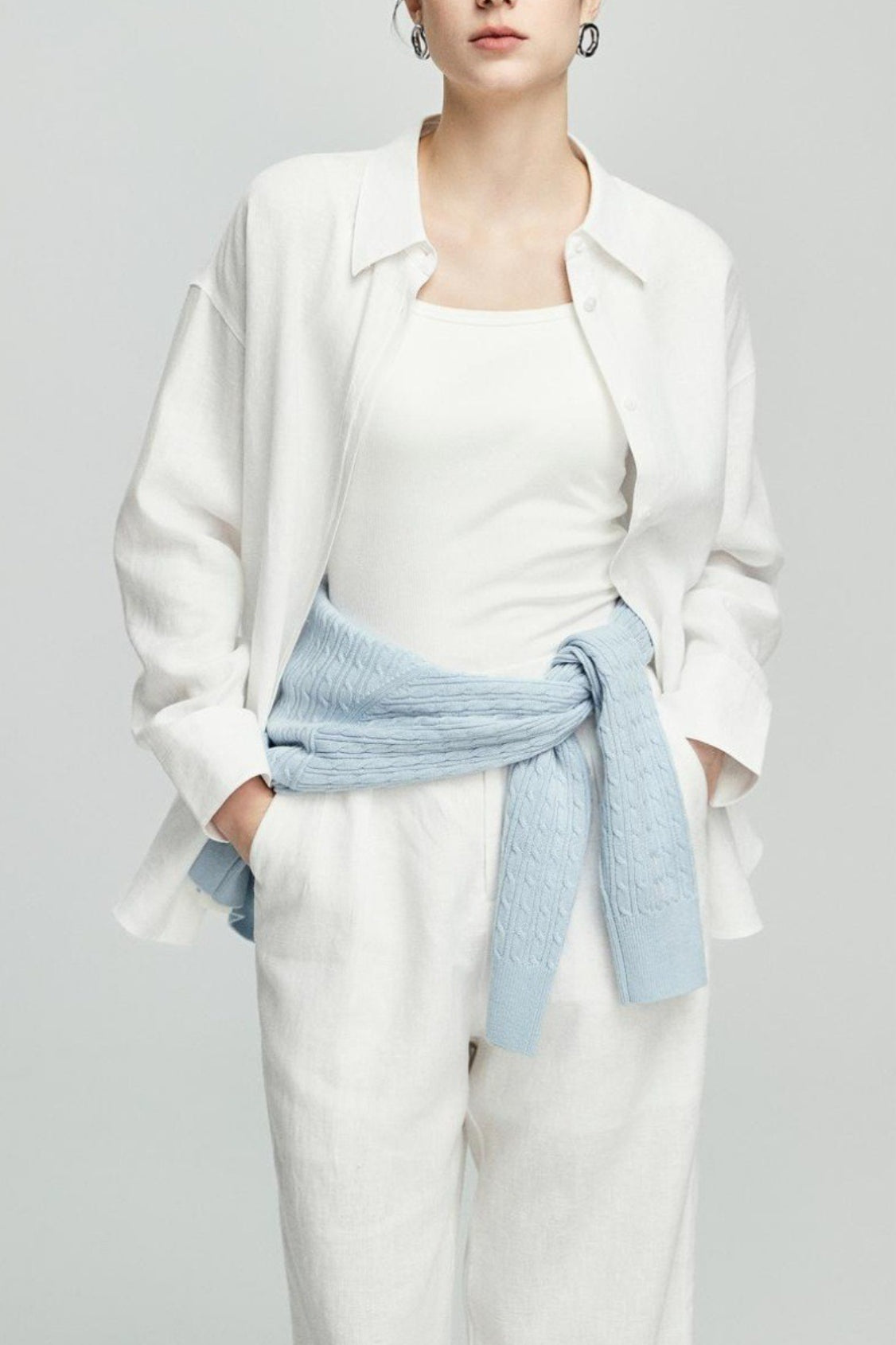Linen Lightweight Button Down Blouse