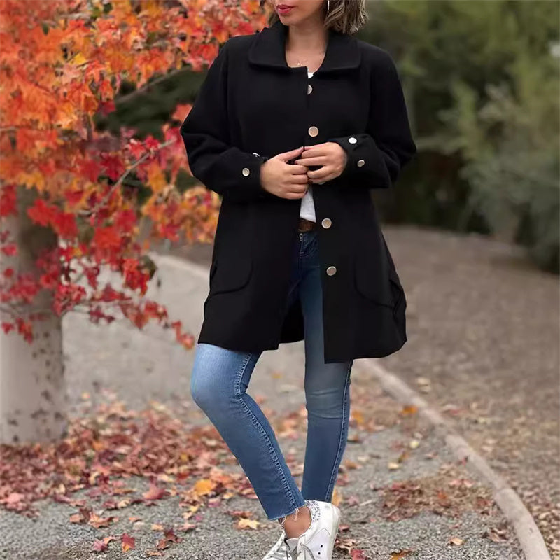 Single-Breasted Coat with Peter Pan Collar