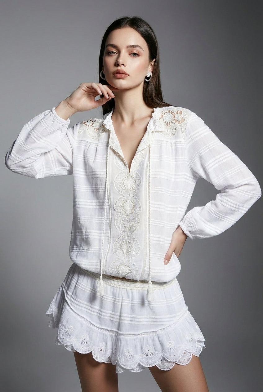 Ruffle Hem Loose Fit Lace Vacation Dress