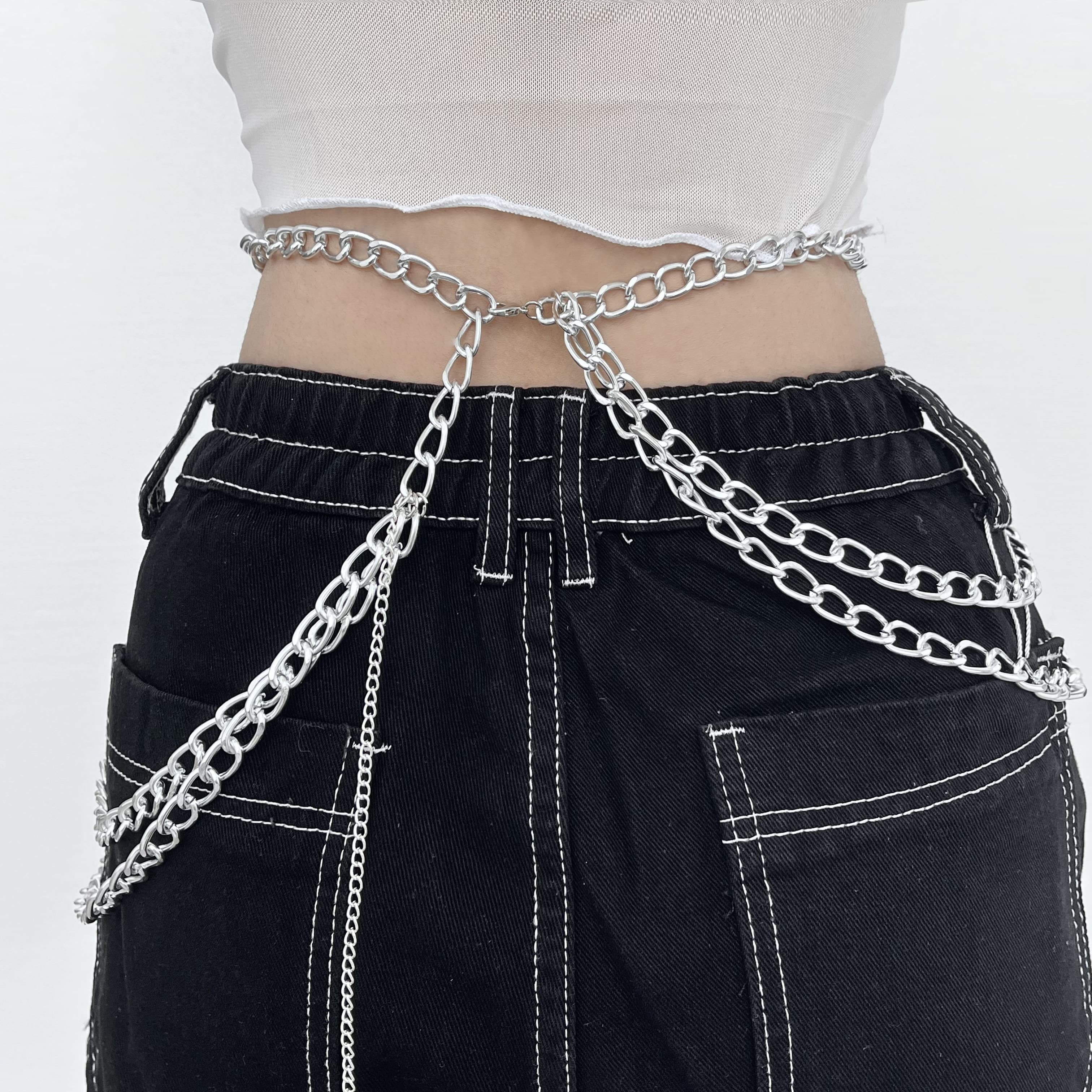 chain Cross pendant waist layered chain
