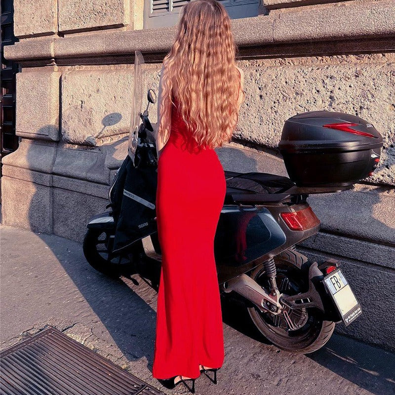 Casual Sleeveless High Waisted Slim Fit Camisole Long Dress