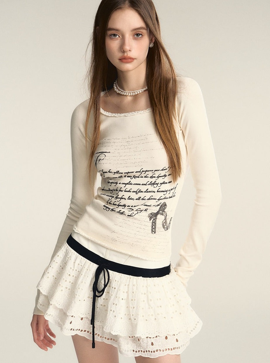 Print Square Neck Pure Desire Lace Base Top