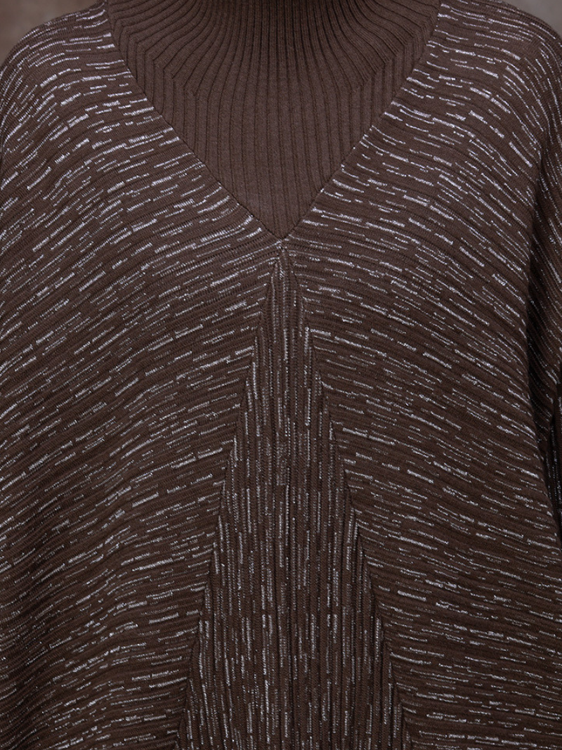 Mock Neck Batwing Sleeve Knitted Loose Cocoon Maxi Dress 5
