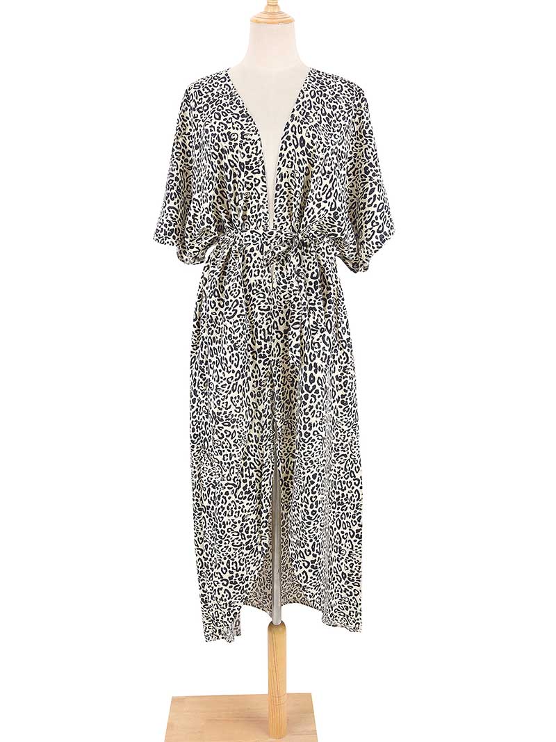 Tie-Dye Stripe Print Open Front Long Kimono Duster Robe 30
